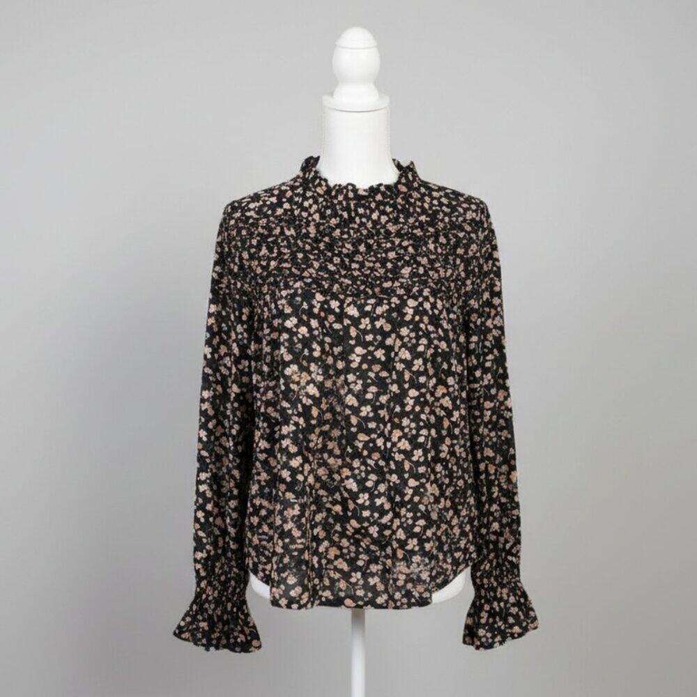 Merlette black and blush floral Majorelle blouse, size XXS